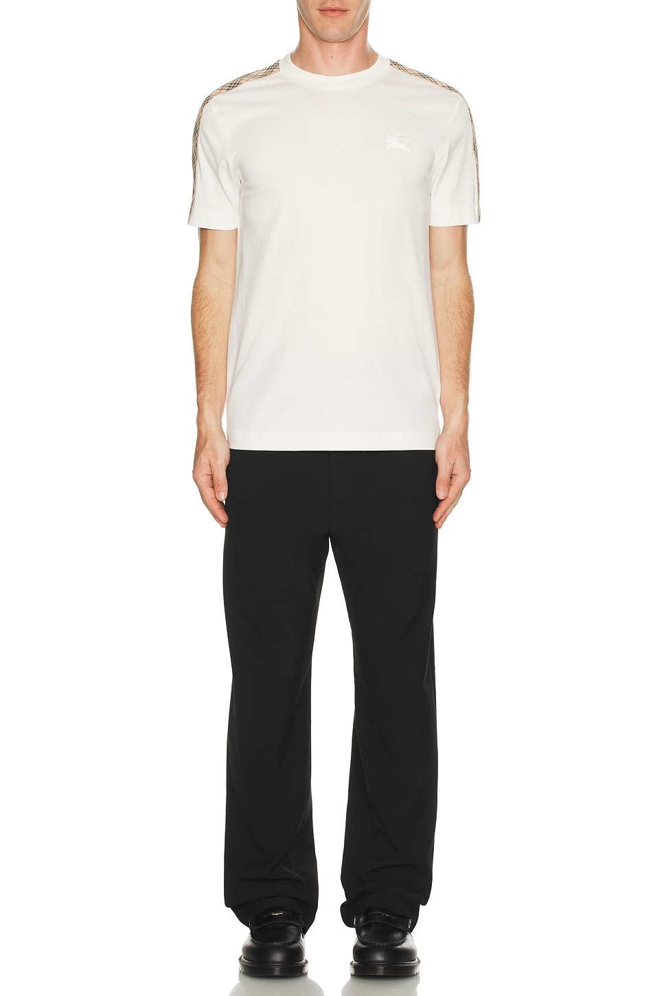 Image 1 of Burberry Check Tape T-Shirt in Chalk