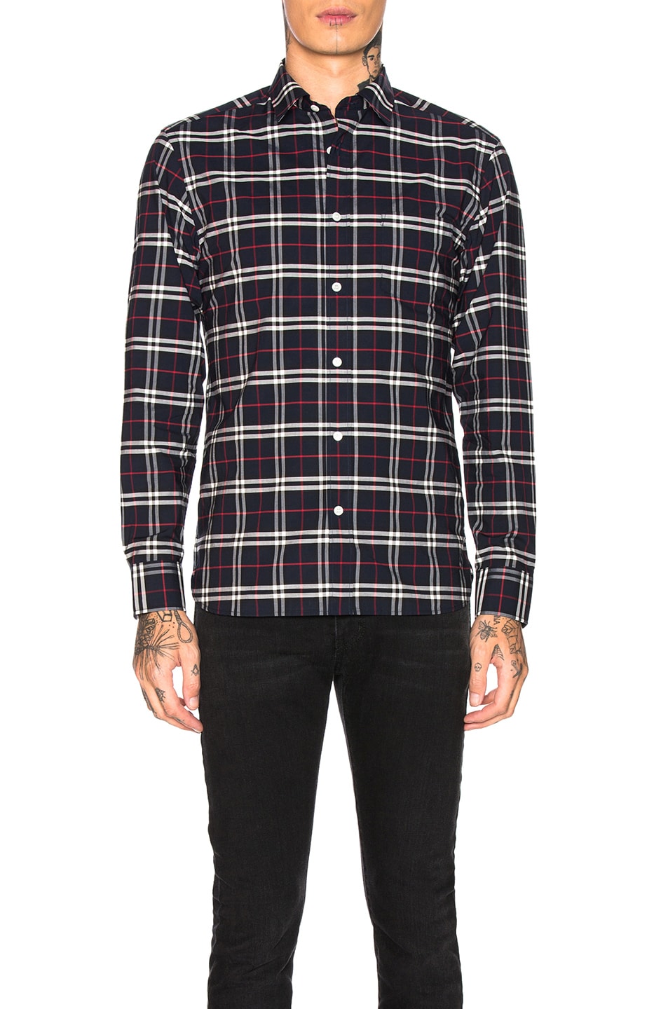 Image 1 of Burberry George Small Scale Checkered Flannel in Navy