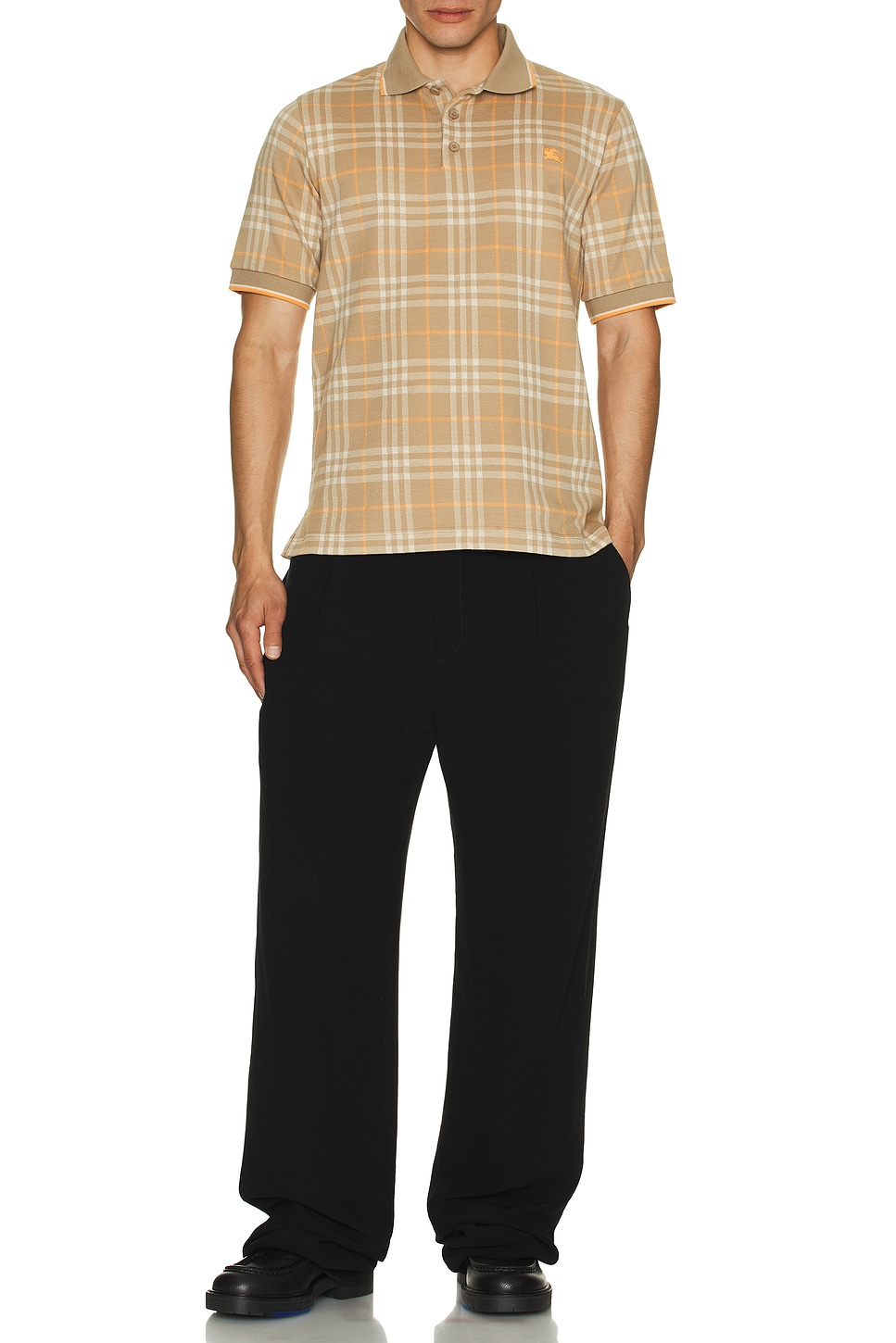 Image 1 of Burberry Check Slim Polo With EKD in Broom IP Check