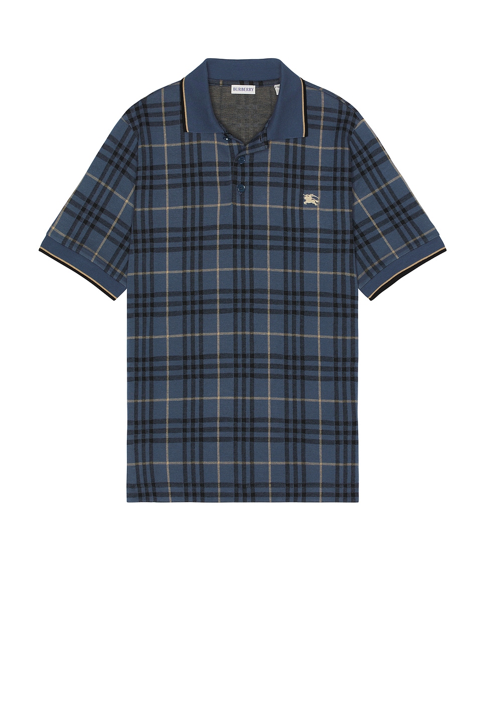 Check Slim Polo With EKD in Navy