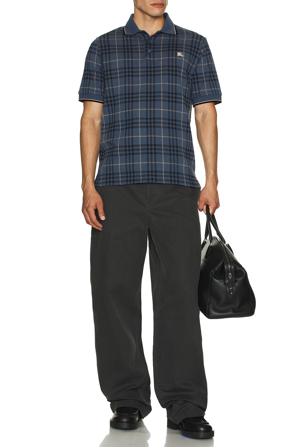 Image 1 of Burberry Check Slim Polo With EKD in Bay IP Check
