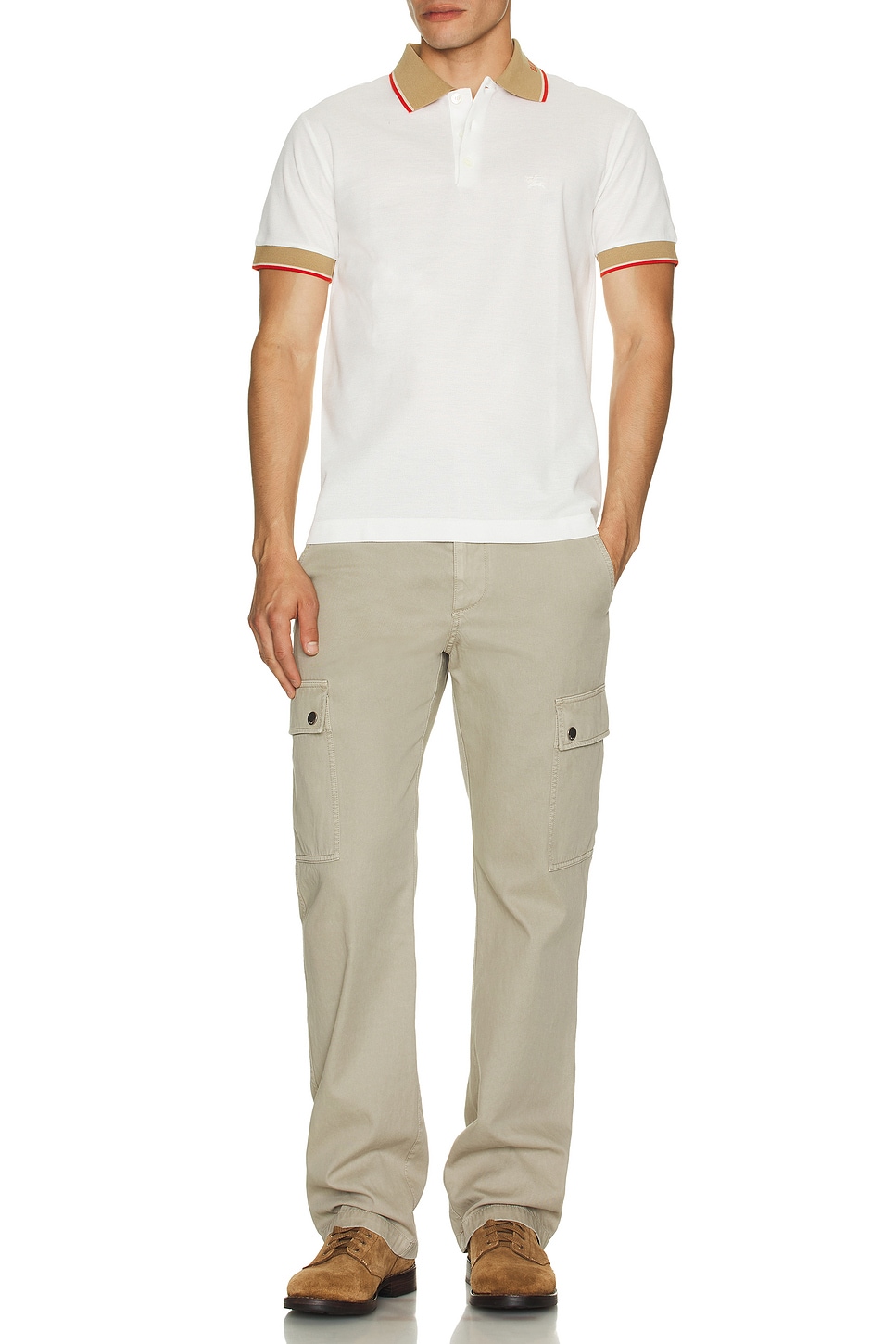 Image 1 of Burberry Collar Slim Fit Polo in Chalk