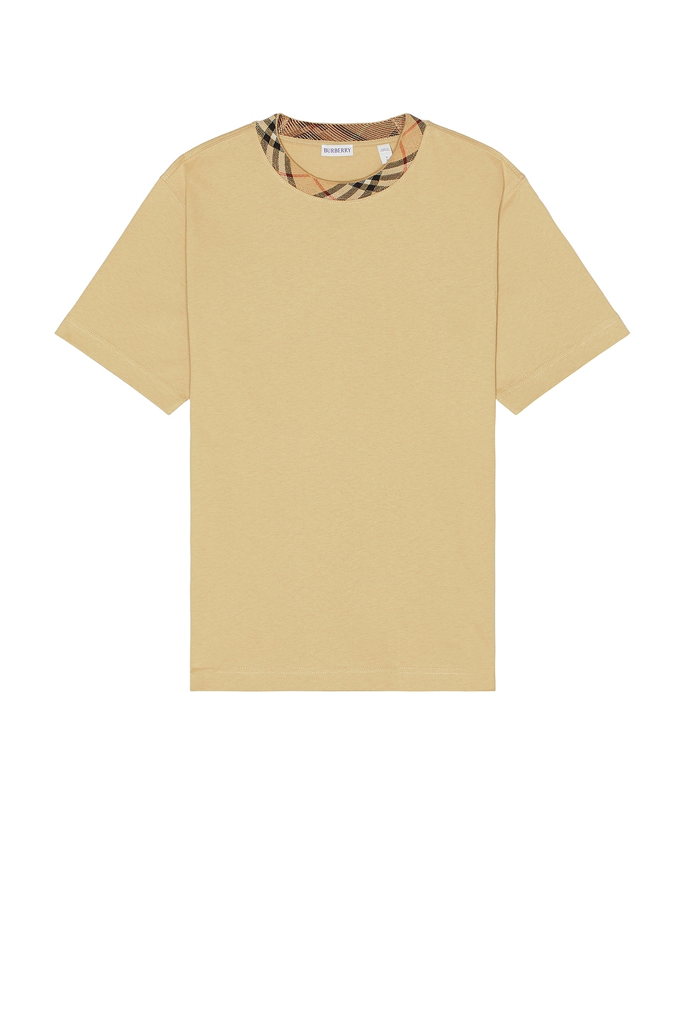 Image 1 of Burberry Bias Collar Check Slim Tee in Flax