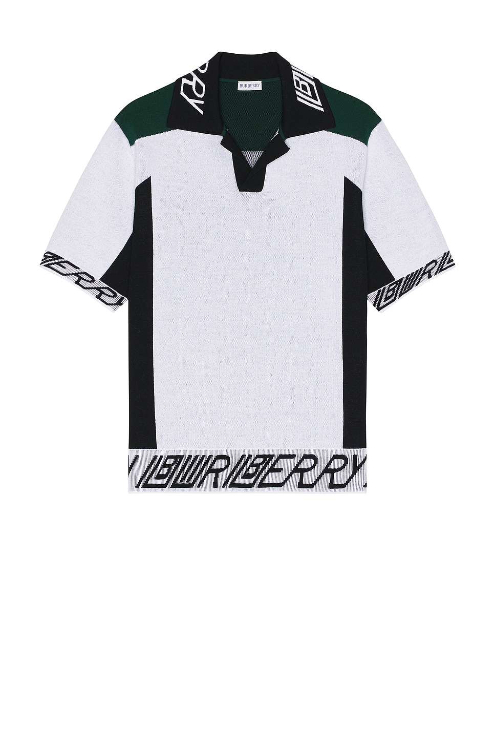 Football Script Polo in White,Black