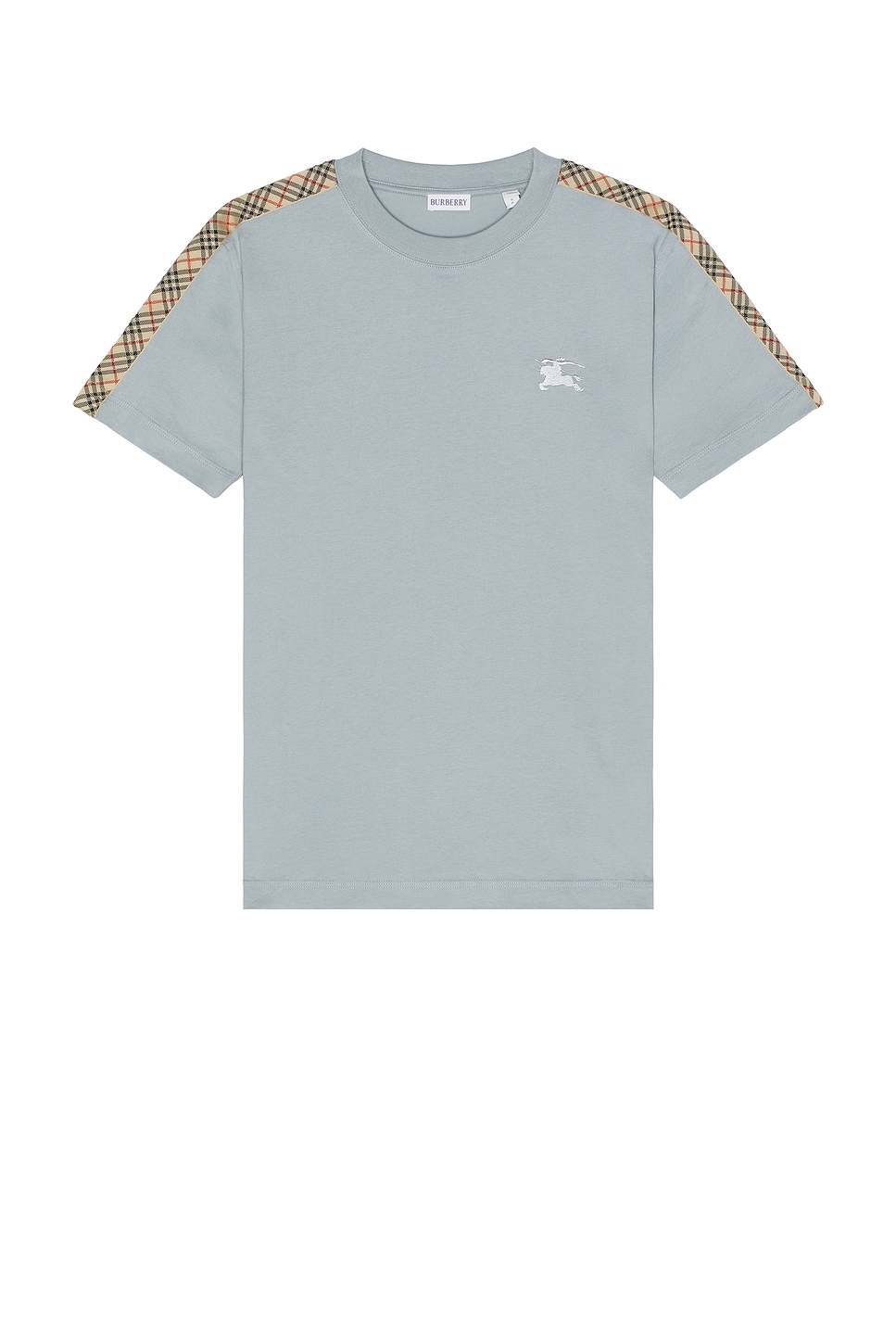 Slim Fit Tape Check T-Shirt in Blue