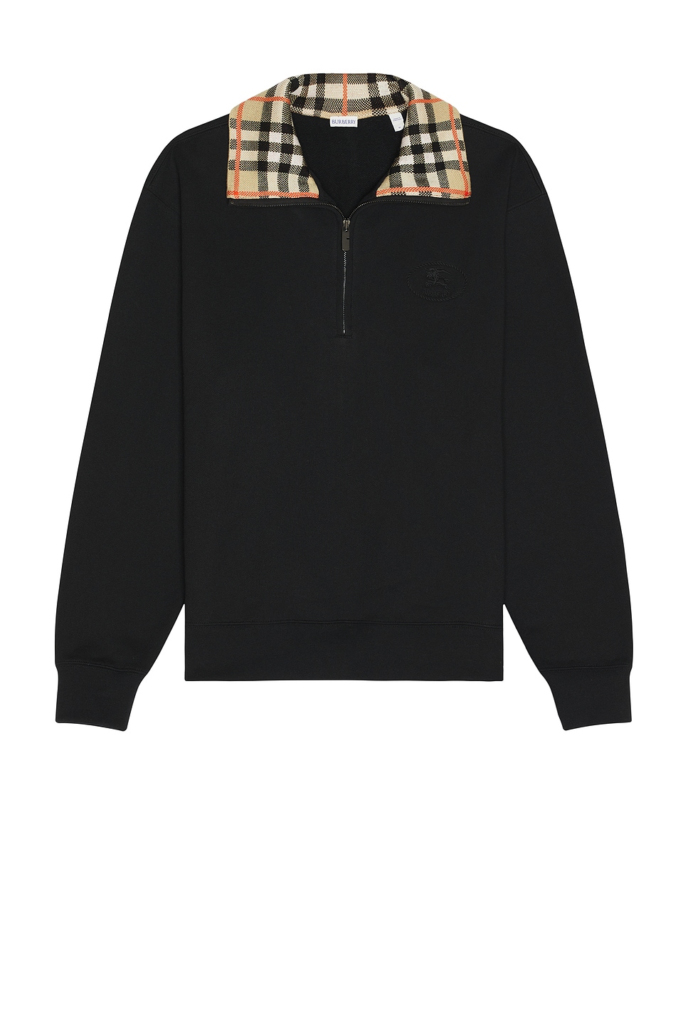 Image 1 of Burberry Chunky Collar Quarter Zip Crew in Black