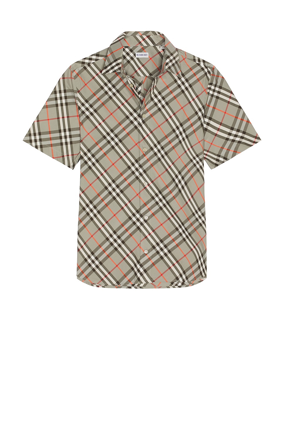 Image 1 of Burberry Short Sleeve Bias Check Slim Fit Shirt in Mauve Grey IP Check