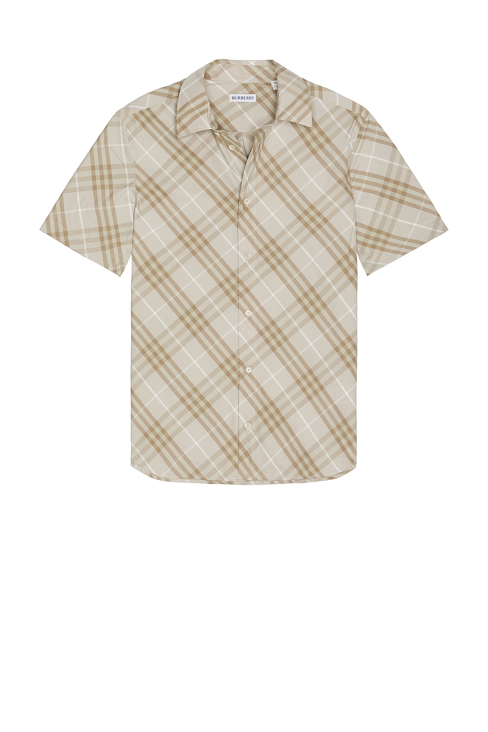 Image 1 of Burberry Robert Essentials Classic Short Sleeve Shirt in Stone Grey Check