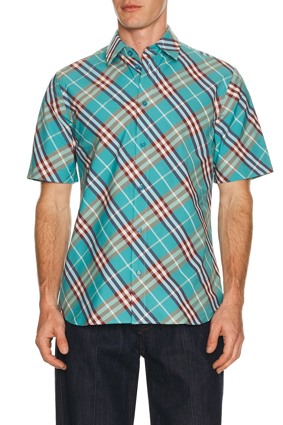 Image 1 of Burberry Robert Check Shirt in Atom Blue Ip Check