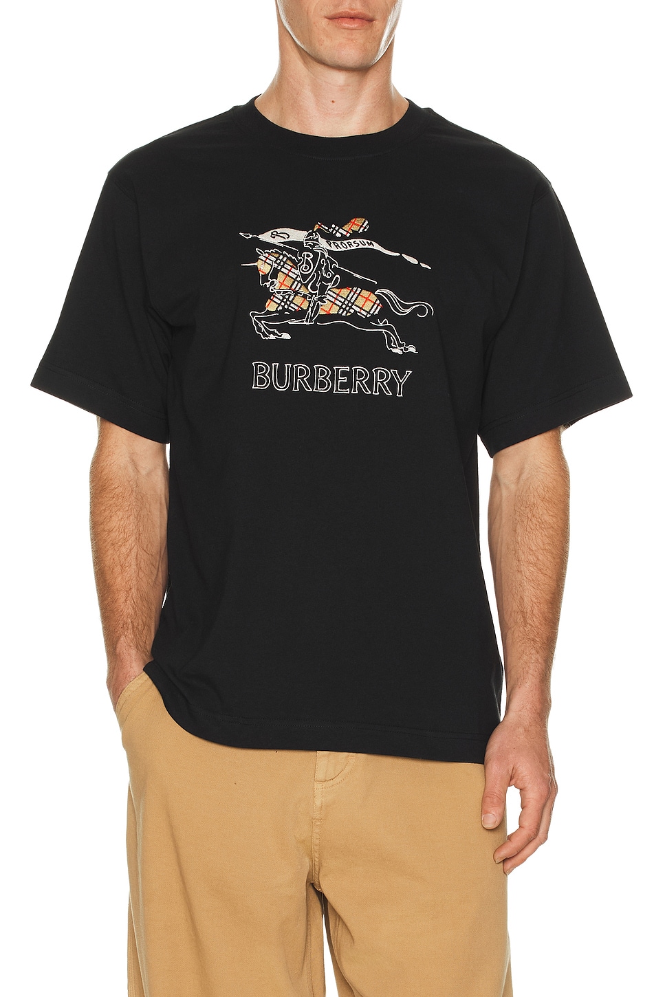 Image 1 of Burberry Ryan Check Tee in Black