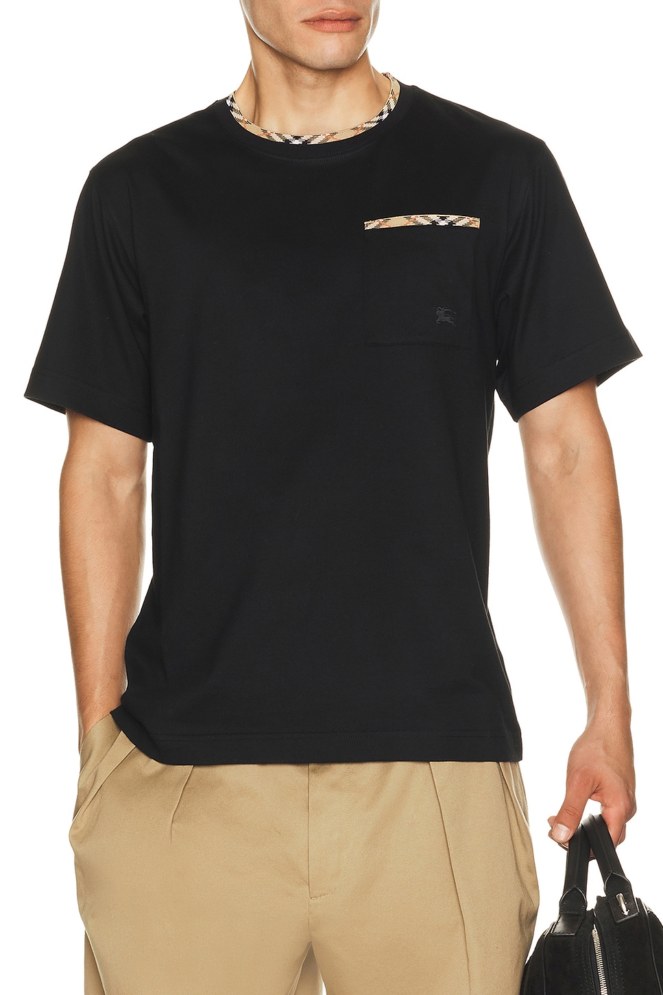 Burberry Ryan Check Piping Pocket T-Shirt - Women's Clothing