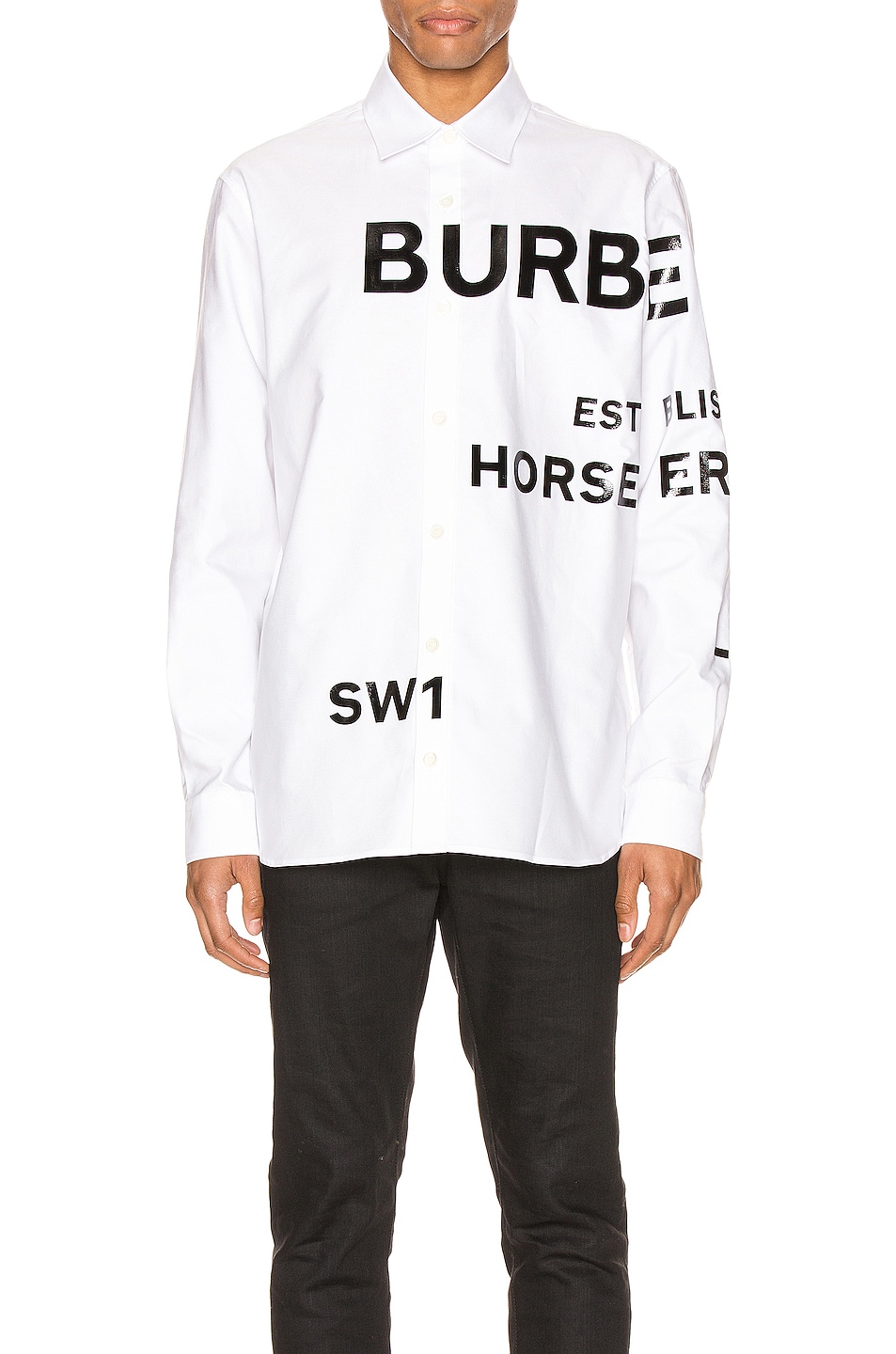 Image 1 of Burberry Topham Long Sleeve Shirt in White