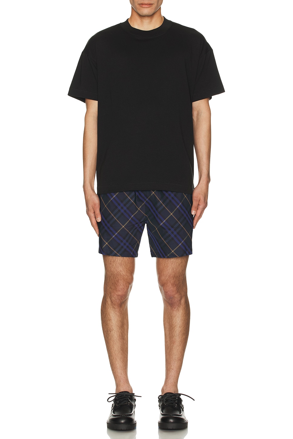 Image 1 of Burberry Printed Check Swim Short in Midnight IP Check