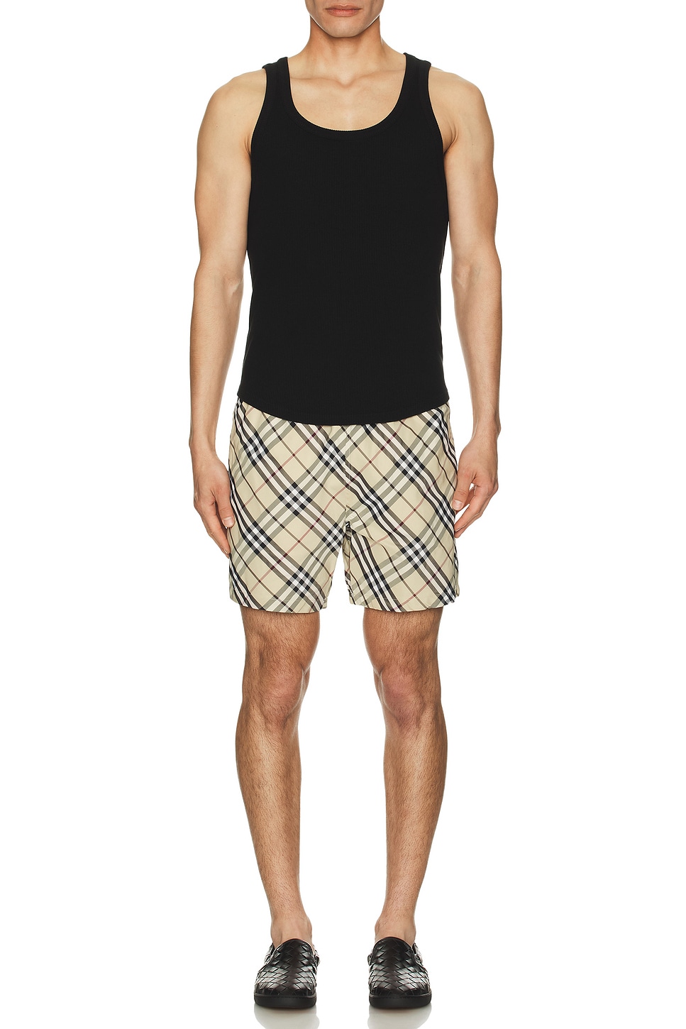 Image 1 of Burberry Printed Check Swim Short in Alabaster IP Check