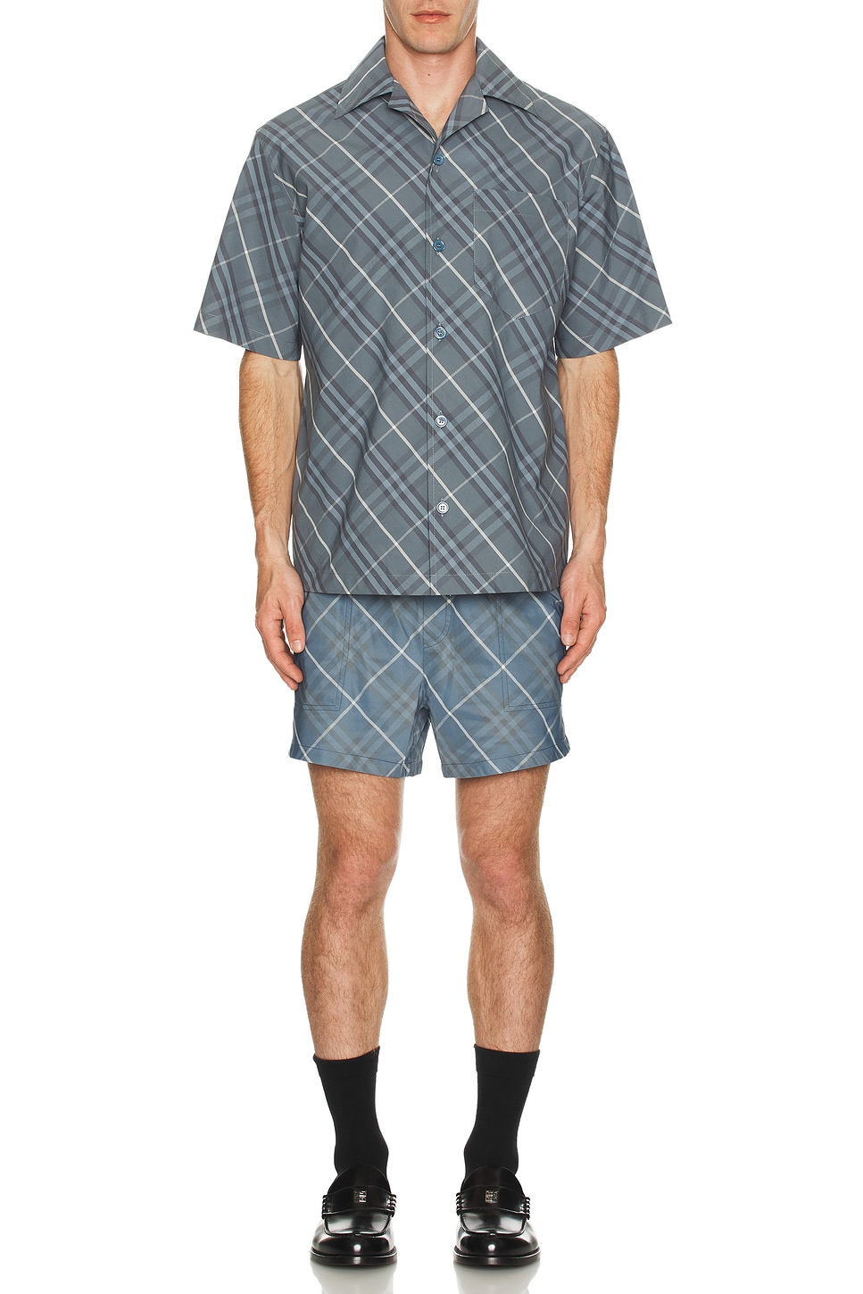 Image 1 of Burberry Check Swim Shorts in Pewter IP Check