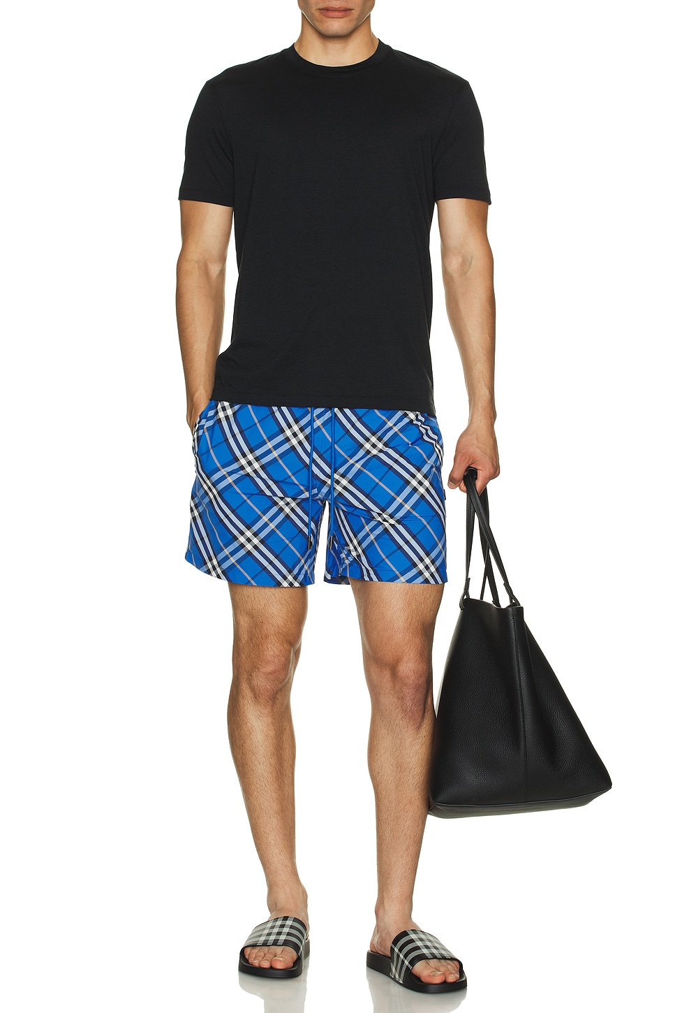 Image 1 of Burberry Check Swim Shorts in Hyacinth IP Check