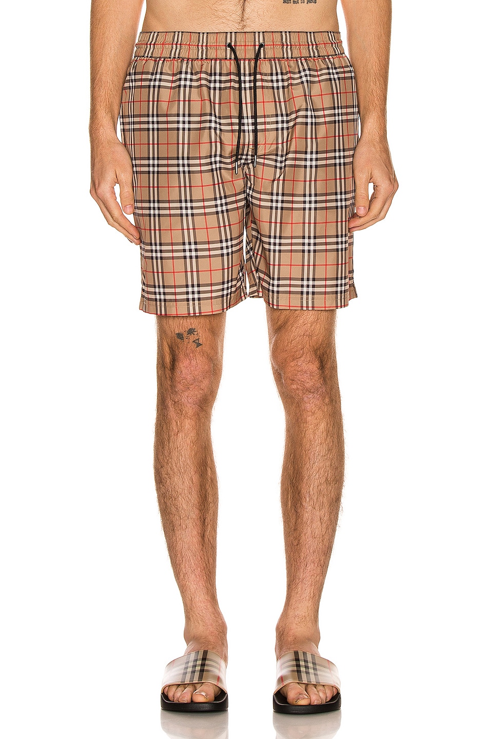 Image 1 of Burberry Guildes Small Scale Check Swim Trunk in Archive Beige