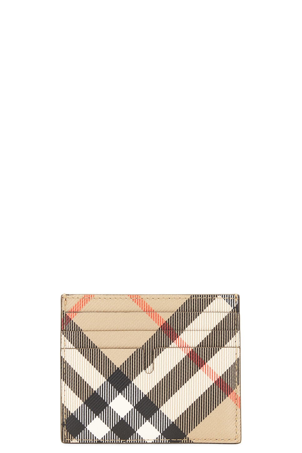 Shop Burberry Check Wallet In Sand