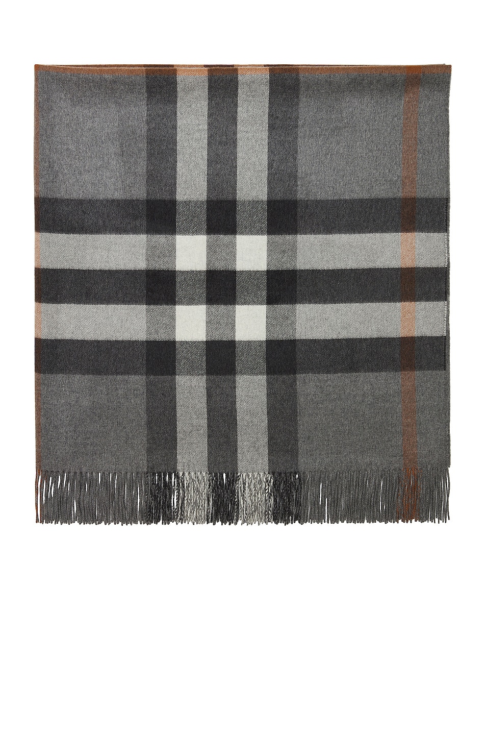 Burberry Half Mega Check Solid Cashmere Blanket in Grey | FWRD