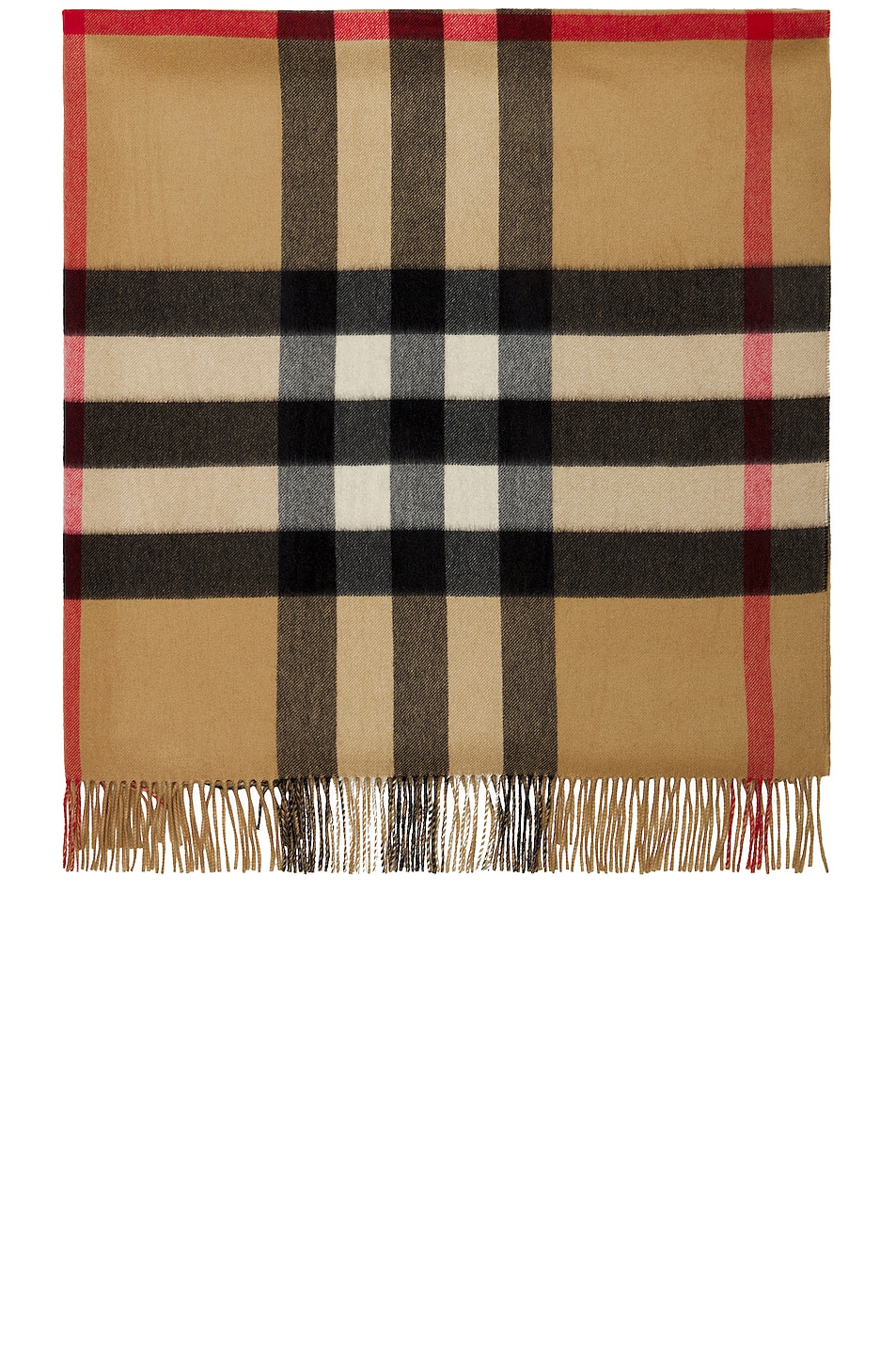 Image 1 of Burberry Half Mega Check Solid Cashmere Blanket in Archive Beige