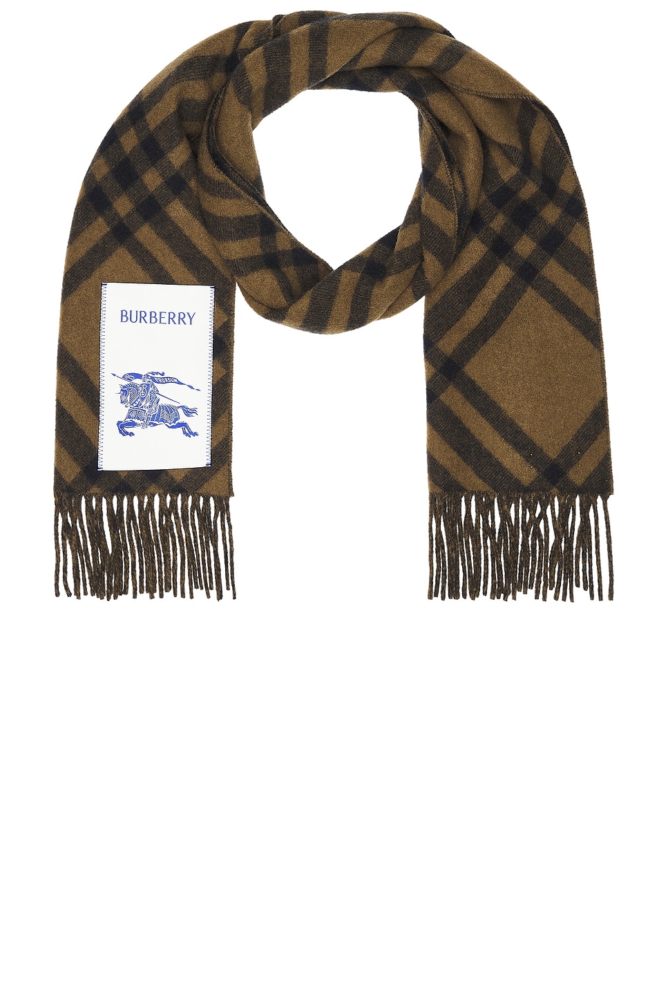 Shop Burberry Bias Check Scarf In Camp