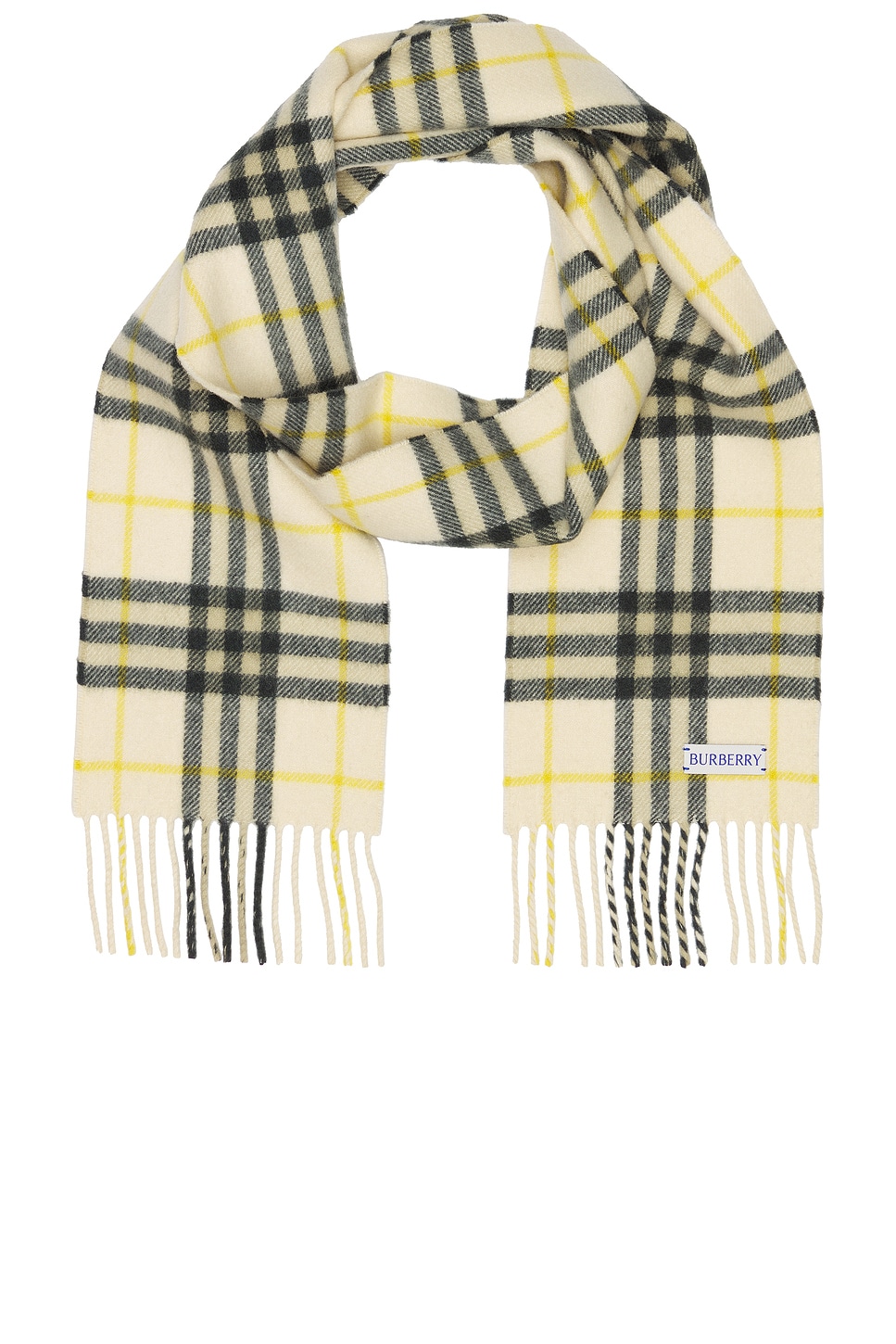 Check Cashmere Scarf in Cream