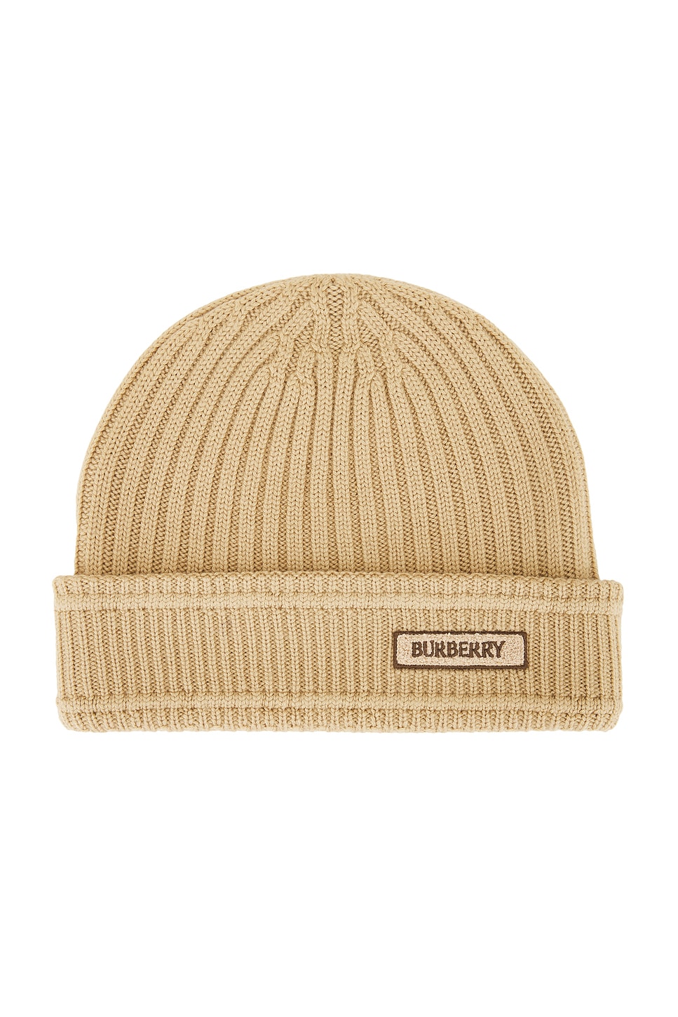 Logo Patch Beanie in Tan