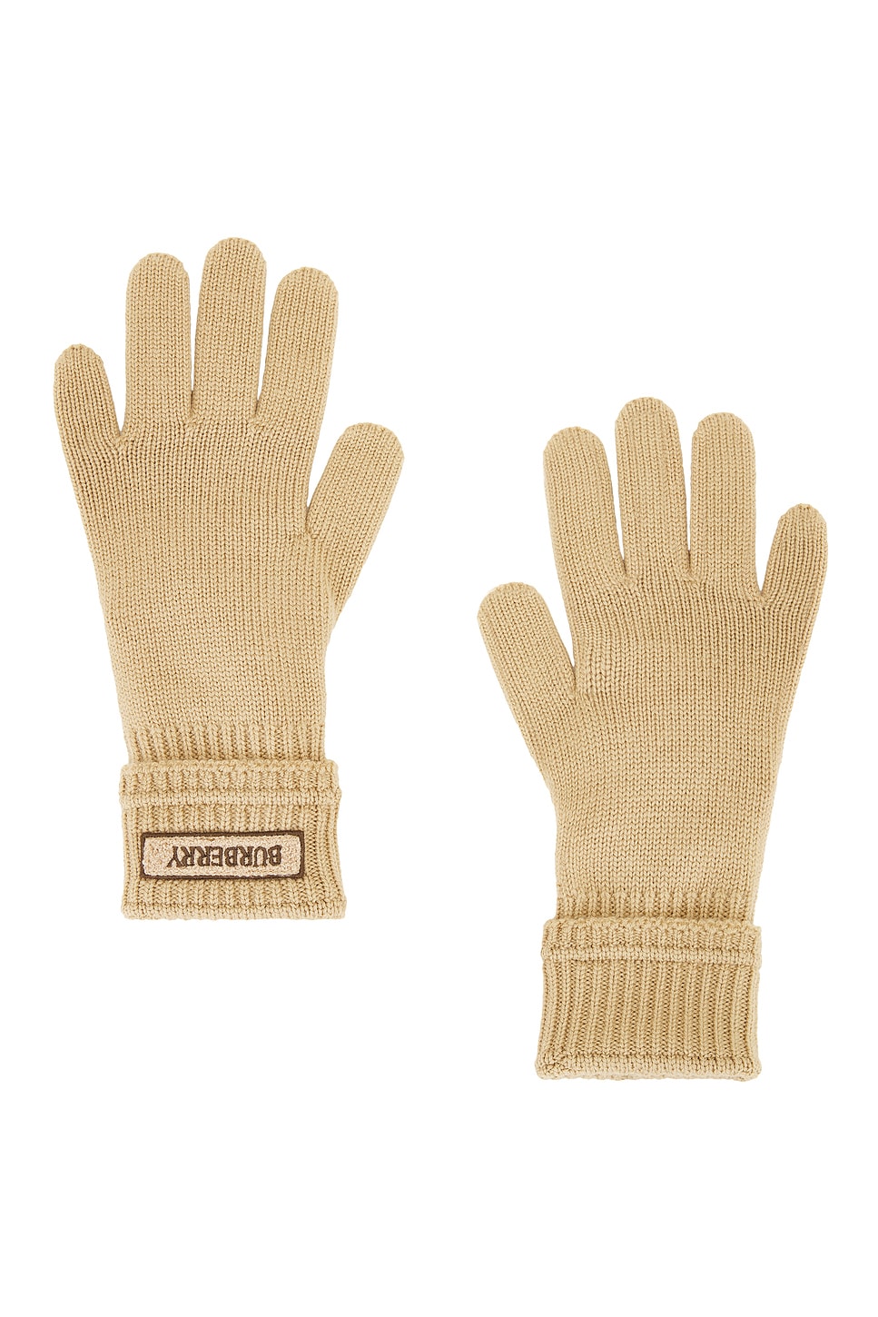 Logo Patch Gloves in Tan