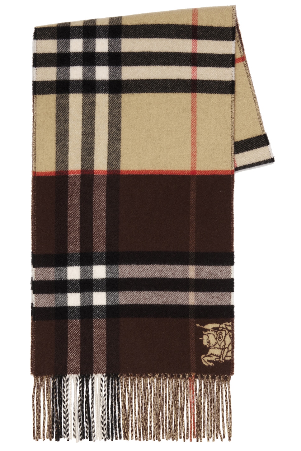 Burberry Double Giant Check Scarf In Brown