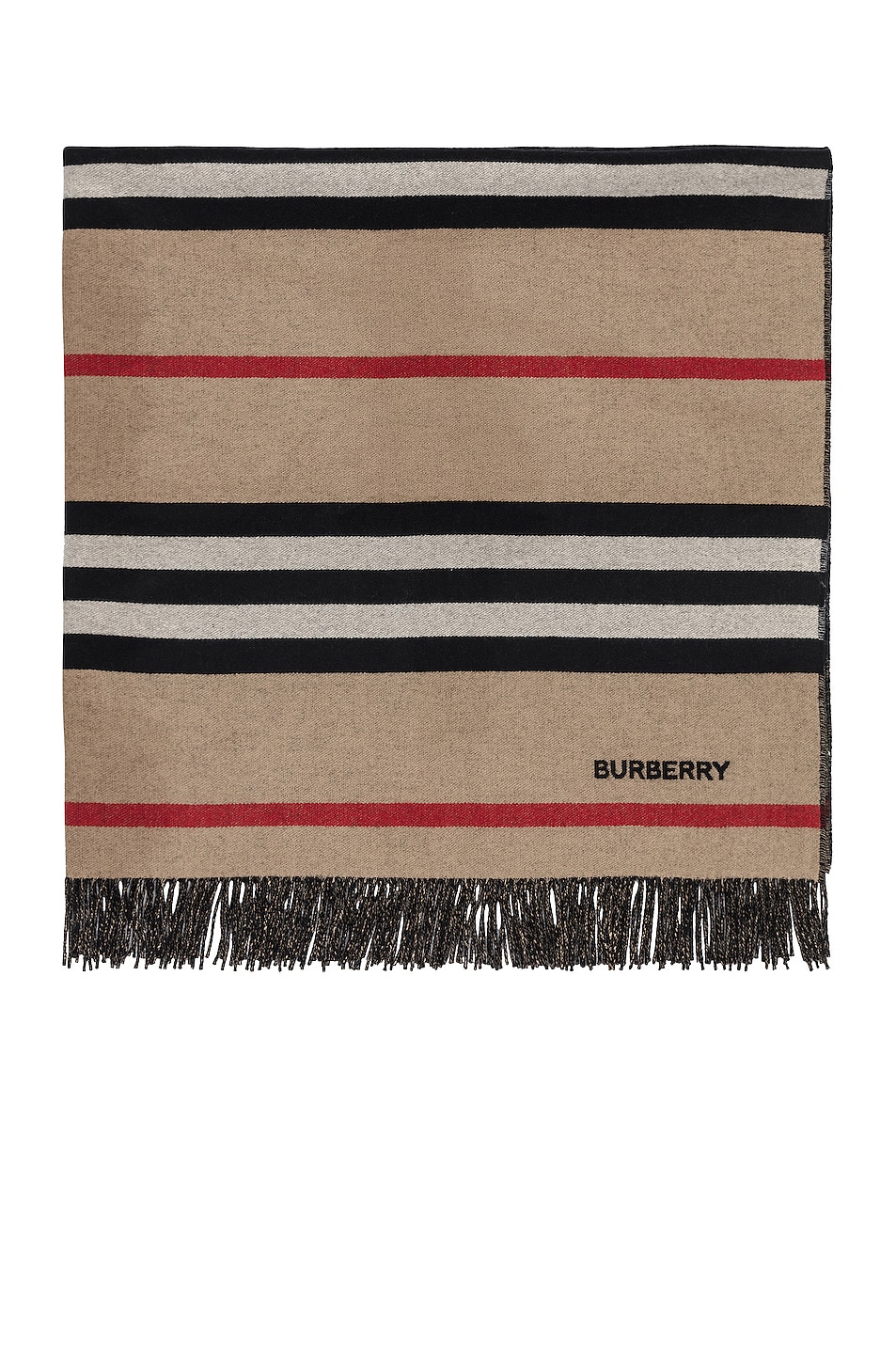 Image 1 of Burberry Solid to Stripe Blanket in Archive Beige