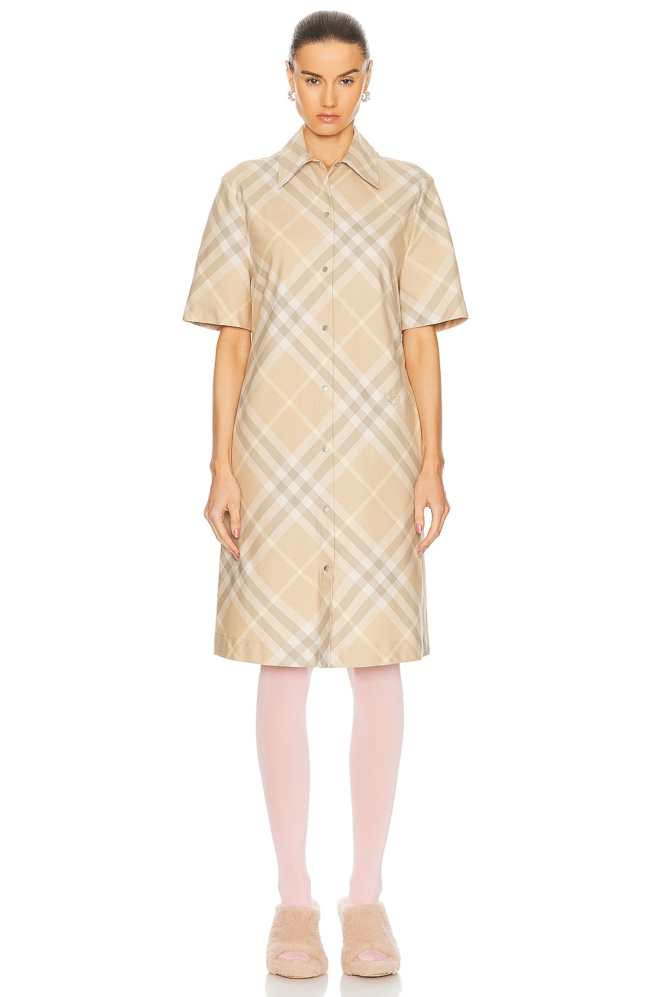 Image 1 of Burberry Button Down Dress in Flax Check