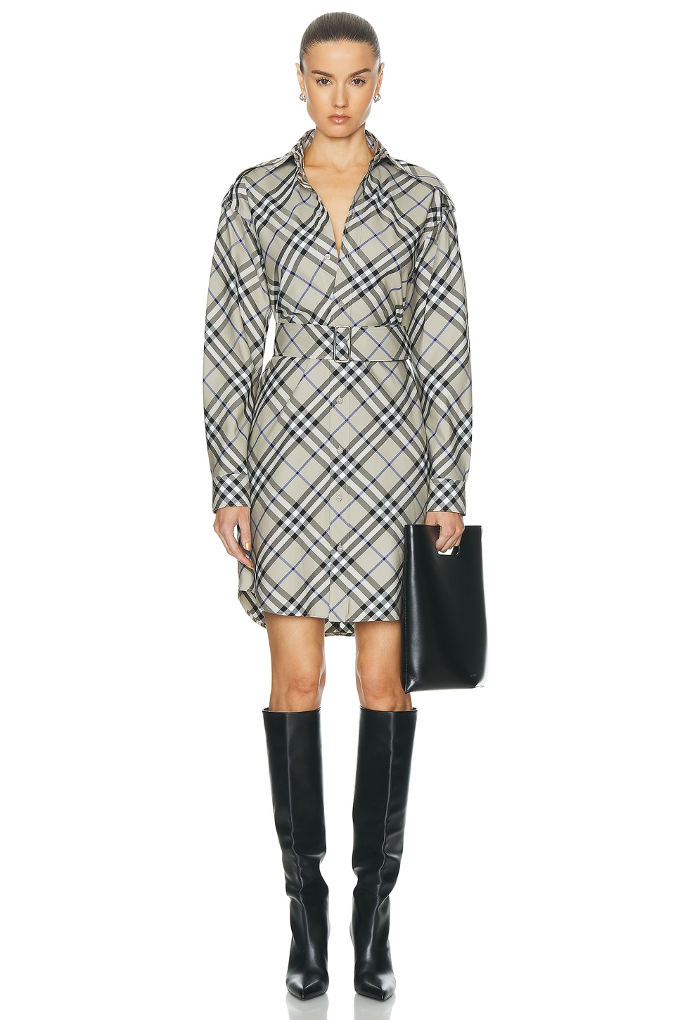 Image 1 of Burberry Belted Shirt Dress in Lichen IP Check