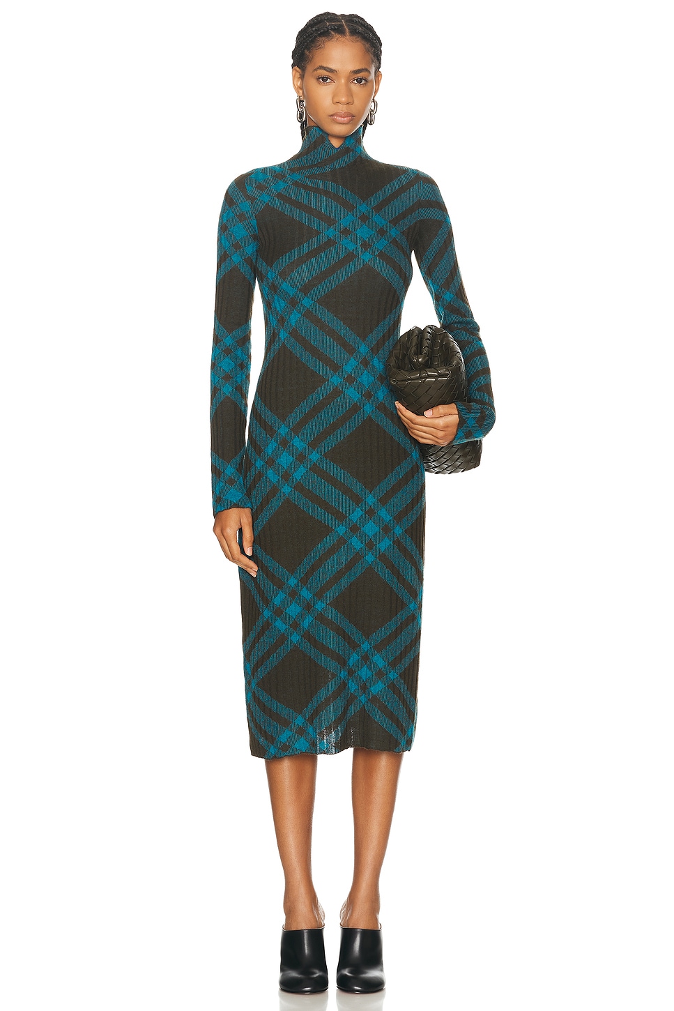 Image 1 of Burberry Turtleneck Midi Dress in Snug IP Check