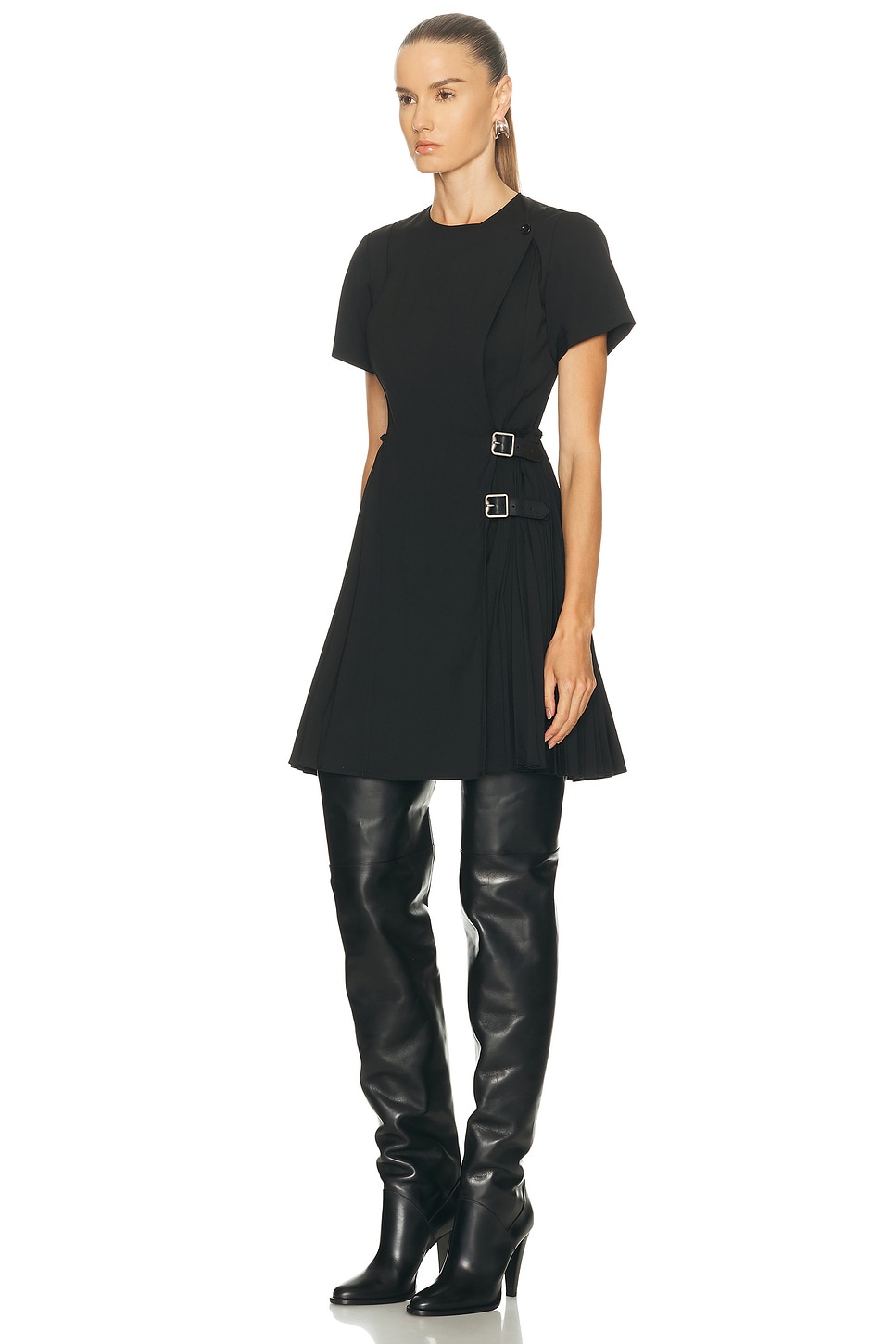 Burberry Ada Pleated Wrap Mini Dress In Black