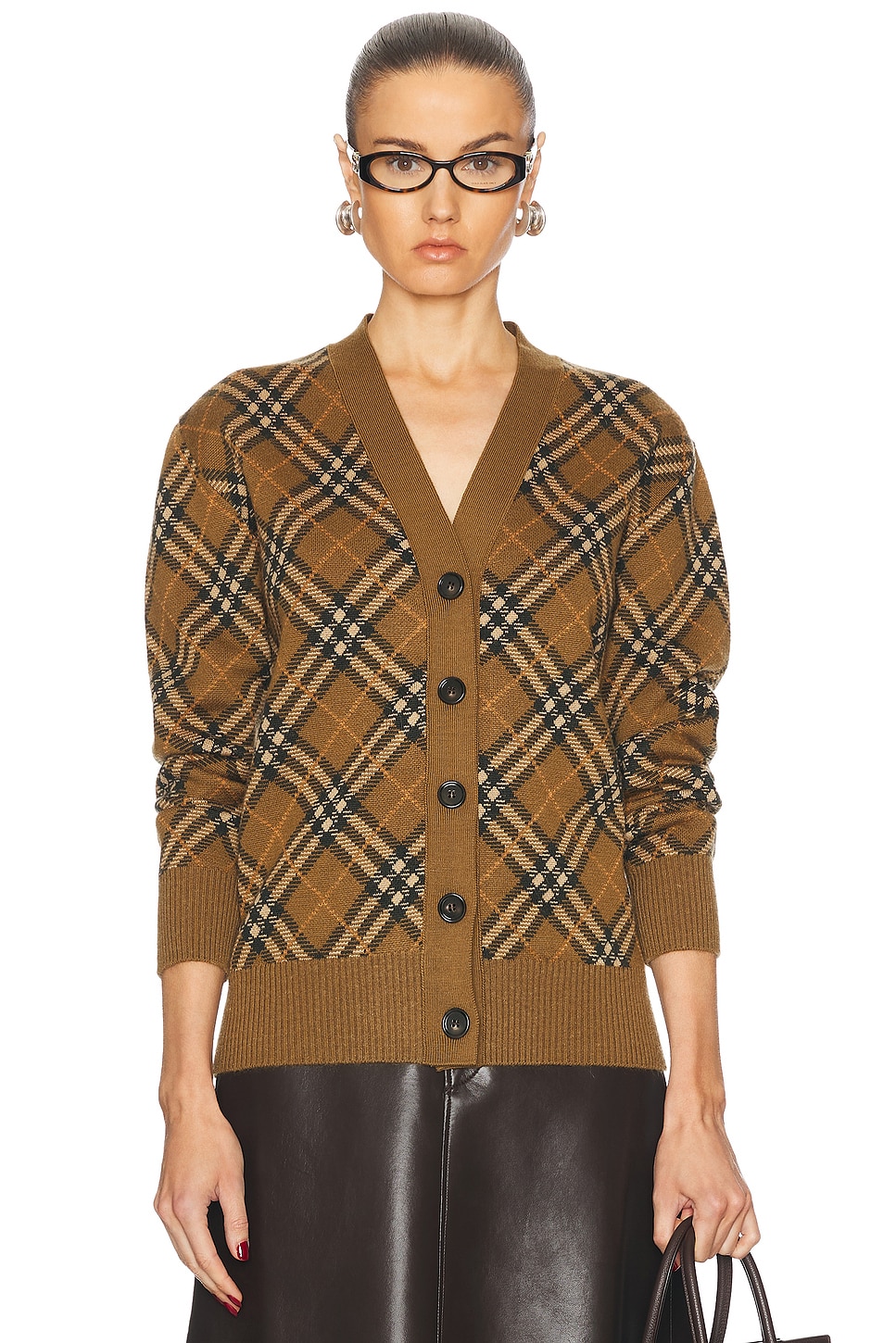 Shop Burberry V-neck Cardigan In Shrew Ip Check