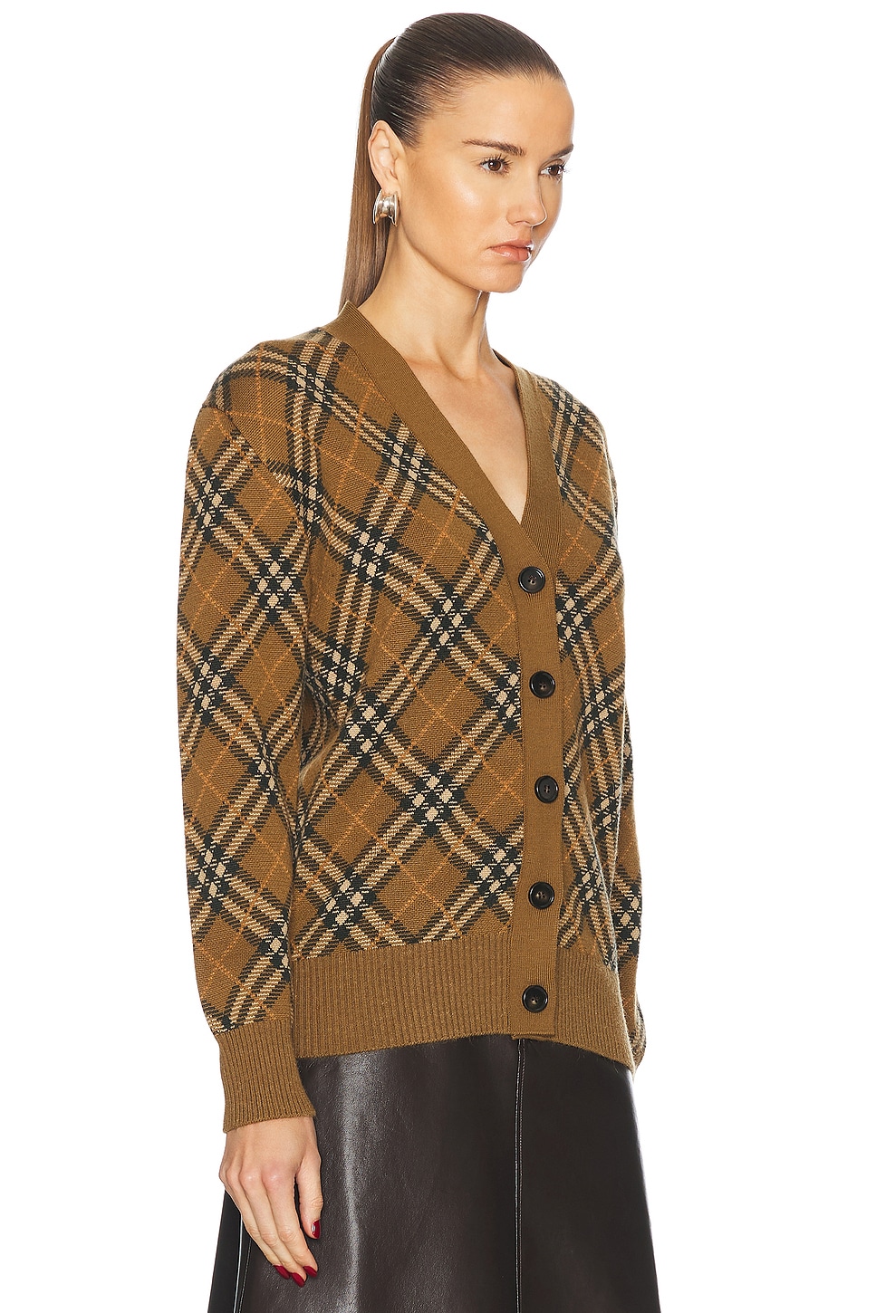 Shop Burberry V-neck Cardigan In Shrew Ip Check