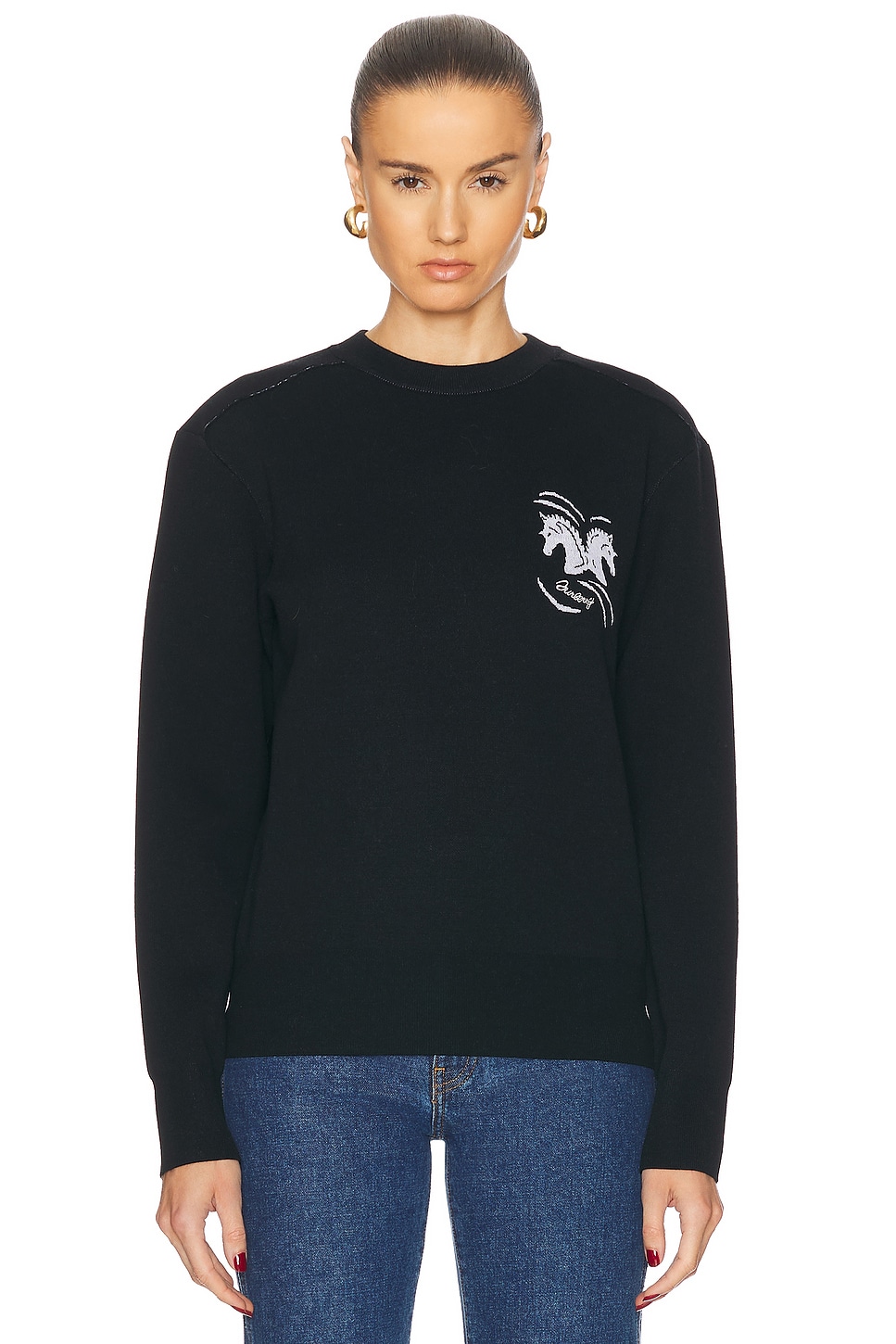 Shop Burberry Crewneck Sweater In Black