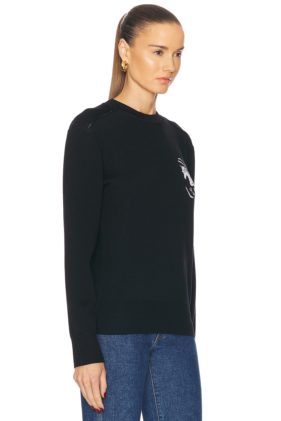 Shop Burberry Crewneck Sweater In Black