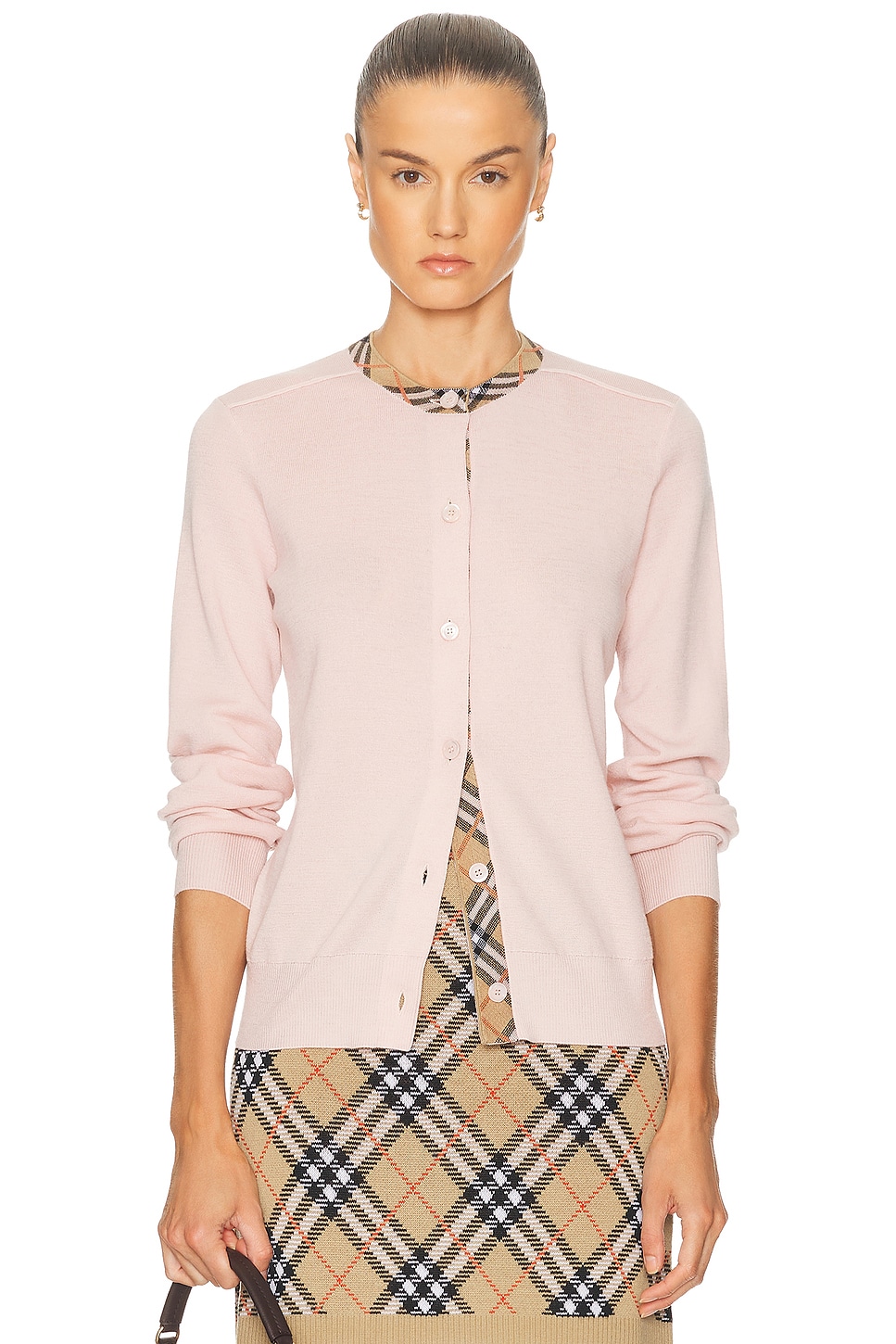 Image 1 of Burberry Crewneck Cardigan in Bouquet