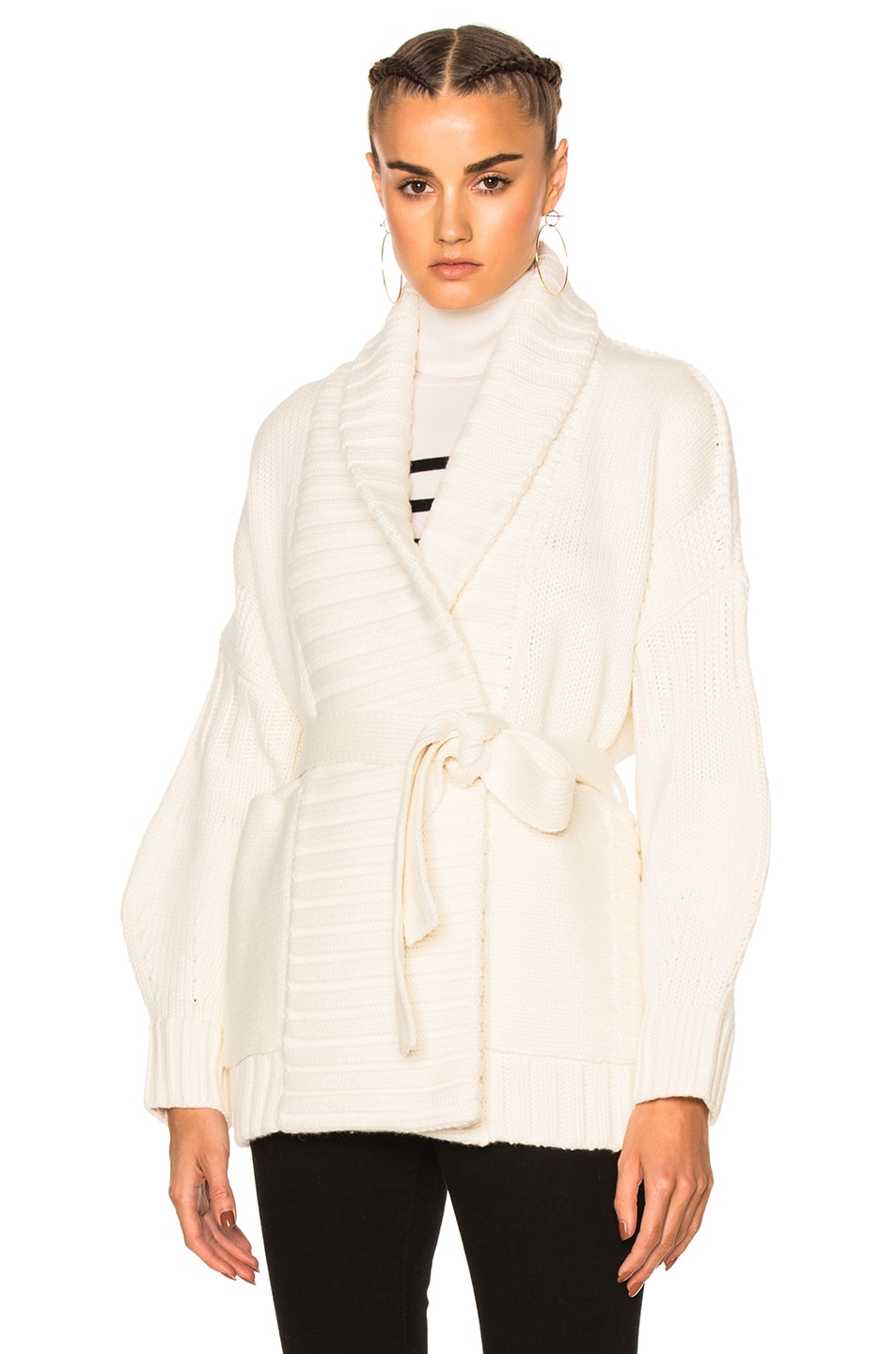 Image 1 of Burberry Cotton Cashmere Cardigan in Natural White