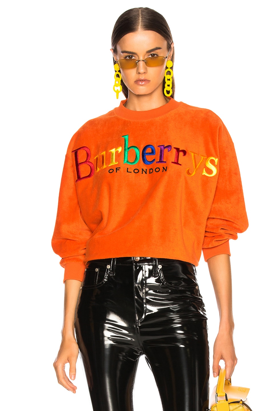 Image 1 of Burberry Rainbow Logo Sweatshirt in Tangerine