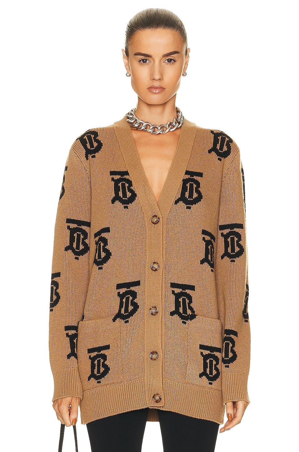 Image 1 of Burberry Nadine Cardigan in Camel