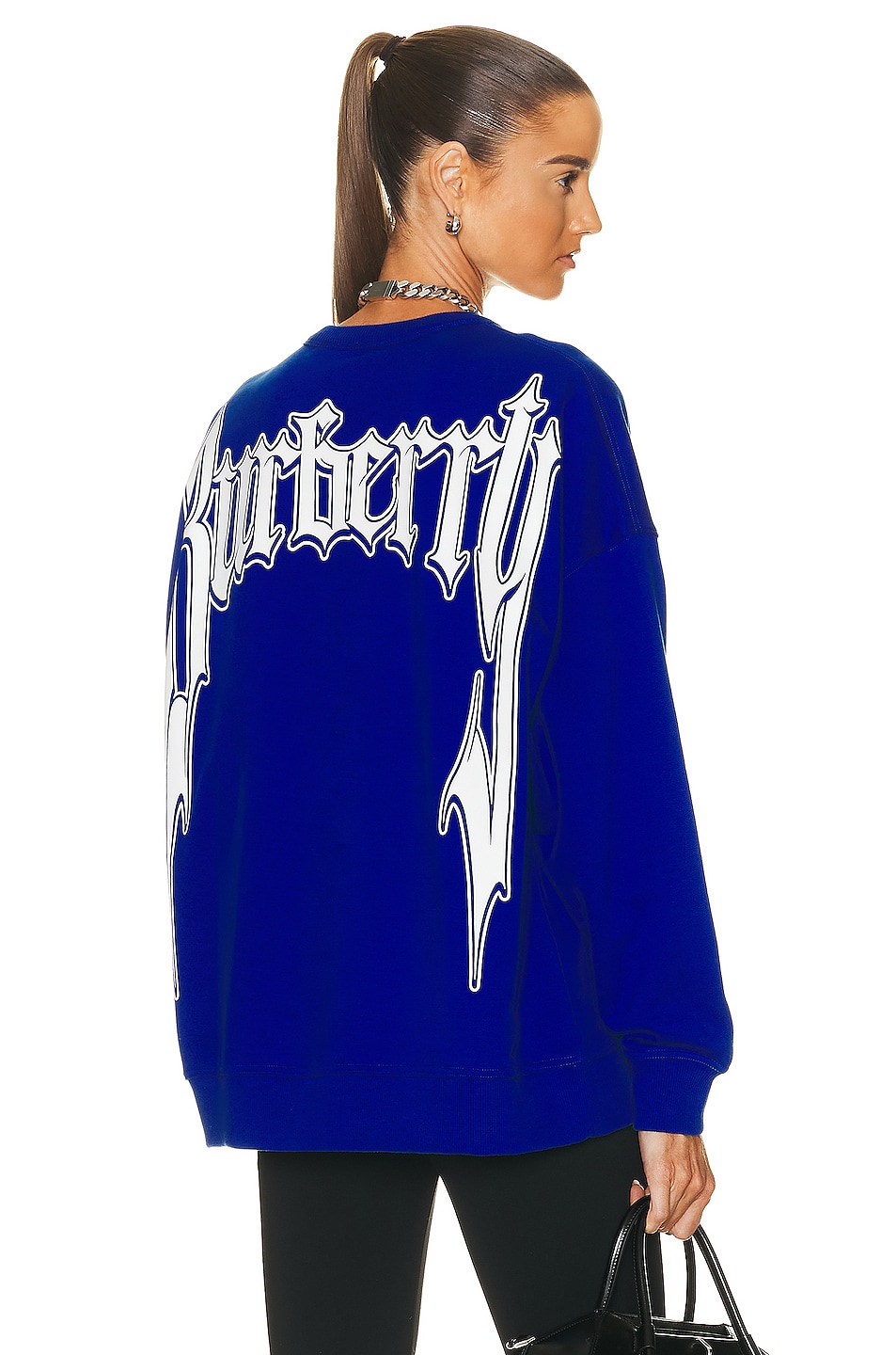 Image 1 of Burberry Long Sleeve Sweatshirt in Dark Ocean Blue