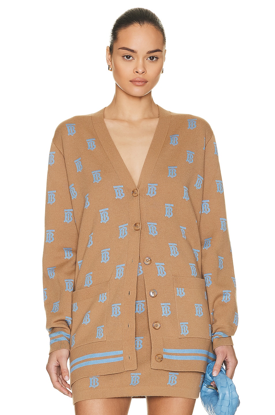 Image 1 of Burberry All Over Cardigan in Camel
