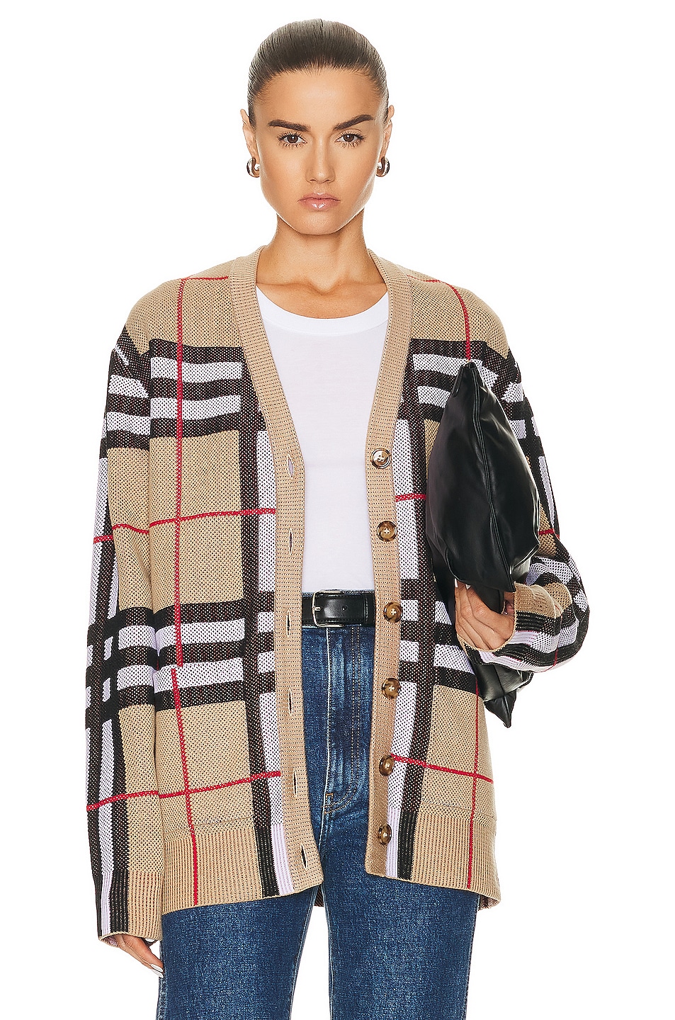 Image 1 of Burberry Check Cardigan in Archive Beige