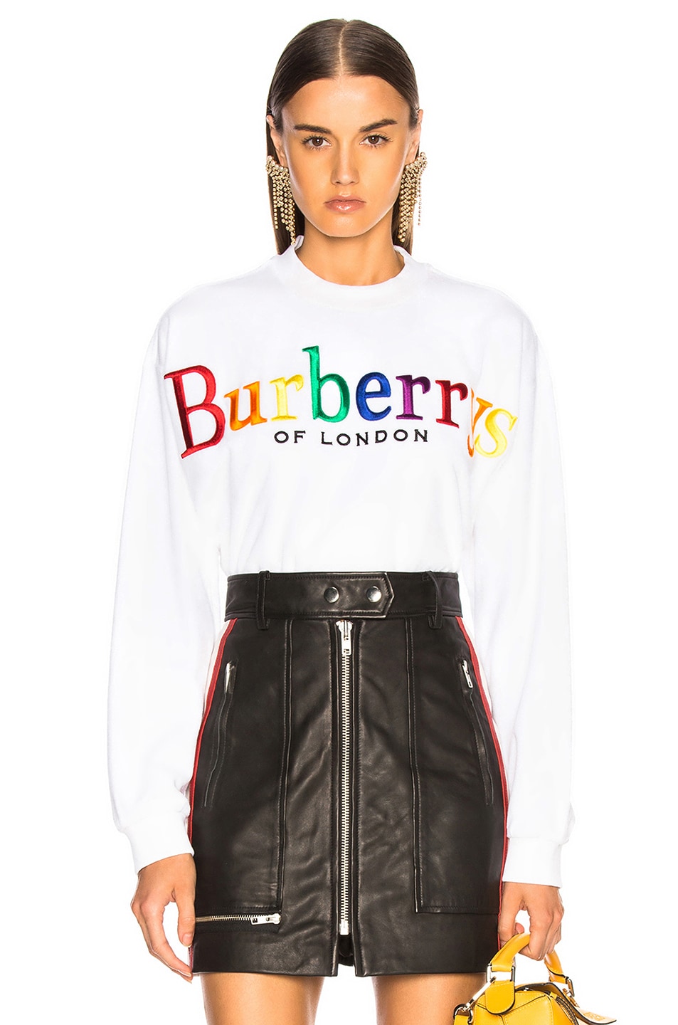 Image 1 of Burberry Rainbow Logo Terry Sweatshirt in White