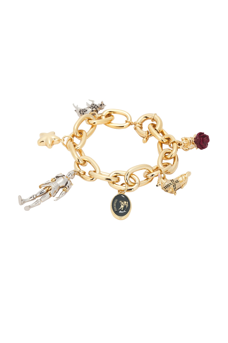 Image 1 of Burberry Charm Bracelet in Gold & Multicolour