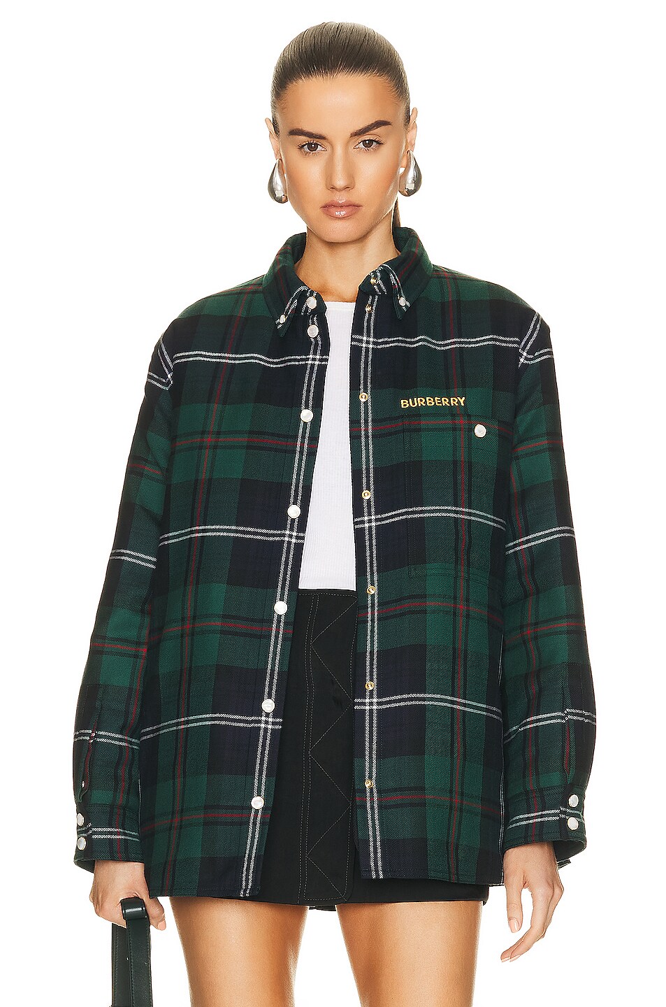 Image 1 of Burberry Padded Check Jacket in Dark Viridian Green