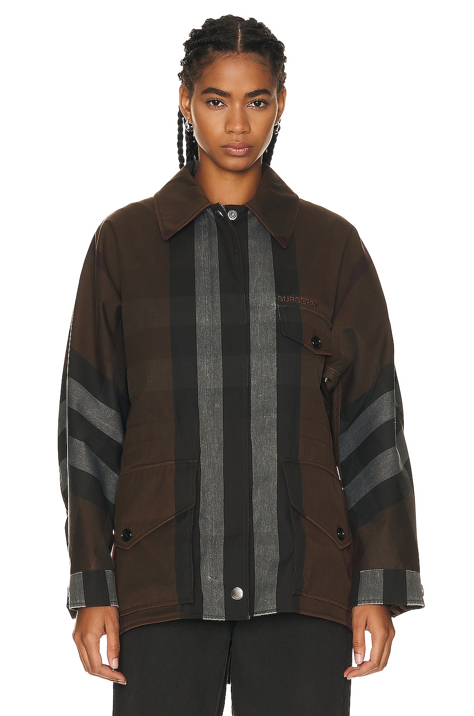 Image 1 of Burberry Parka Jacket in Dark Birch Brown Check