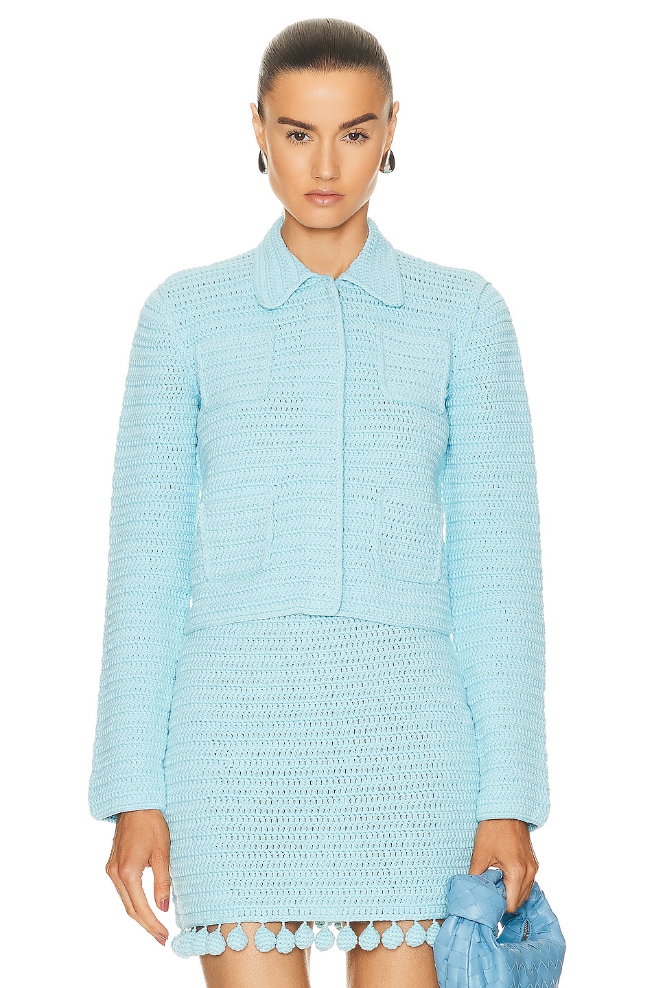 Image 1 of Burberry Crochet Jacket in Bright Topaz Blue